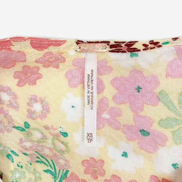 Free People Callie Floral Tunic Extra Small Vintage Combo Boho Cottage Soft Girl - Picture 12 of 14